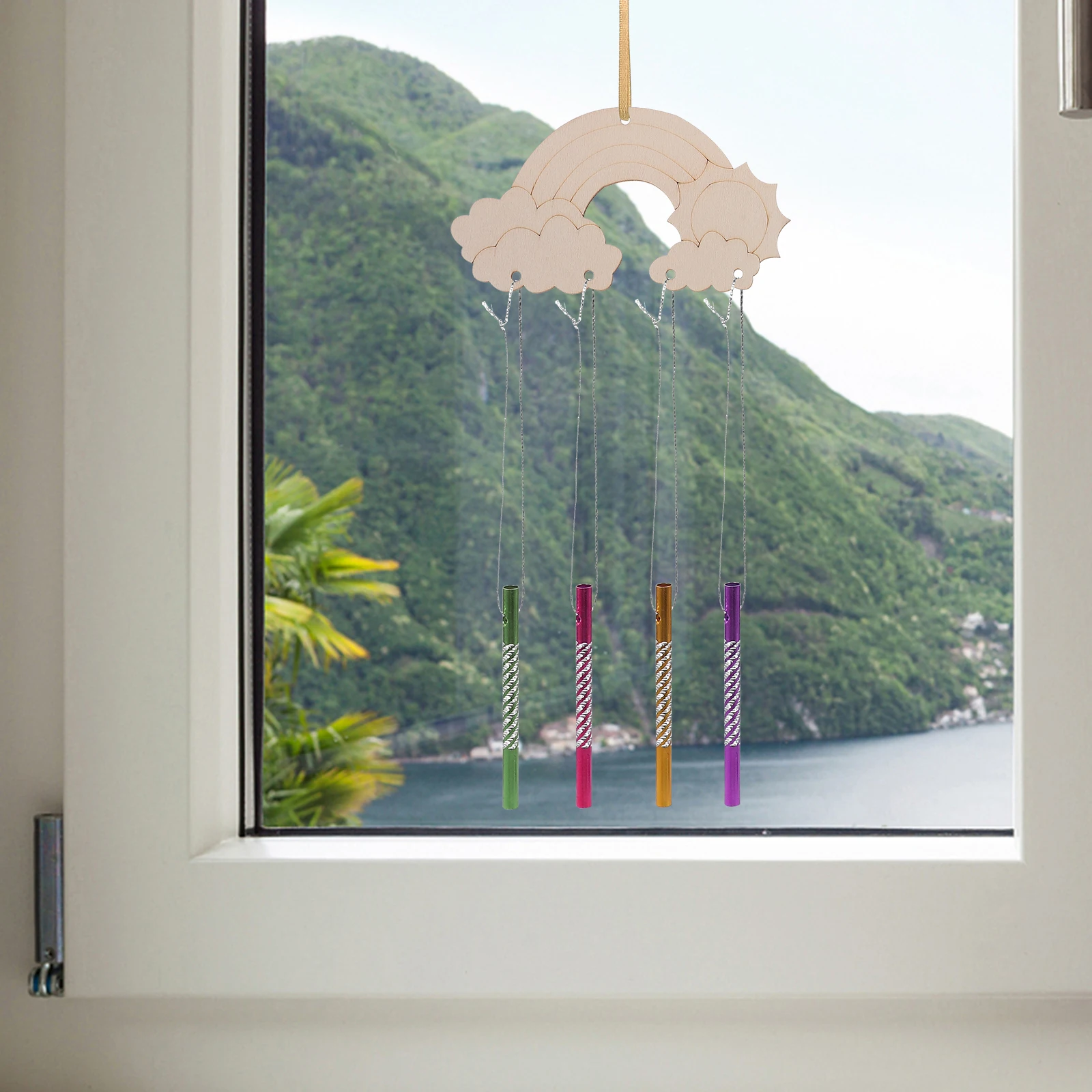 

1Set Wooden Painting Wind Chime Decor DIY Unfinished Wood Craft for Home Garden Outdoor Balcony Hanging Decoration Art Kit