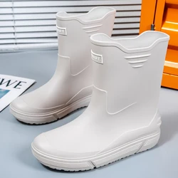 Men Rain Boots Long Tube PVC Shoes Non-slip Waterproof Safety Work Shoes Black Platform Women and Men Fishing Boots Water Shoes