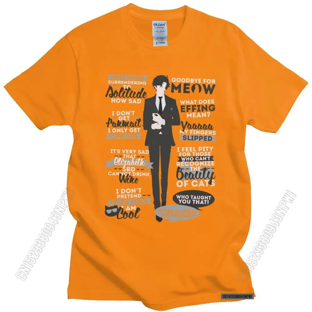 

Футболка с цитатами кошки, красивая Мужская хлопковая футболка, модная футболка-мессенджер Mystic 707 Jumin MM BG Otome, новая игра, футболка