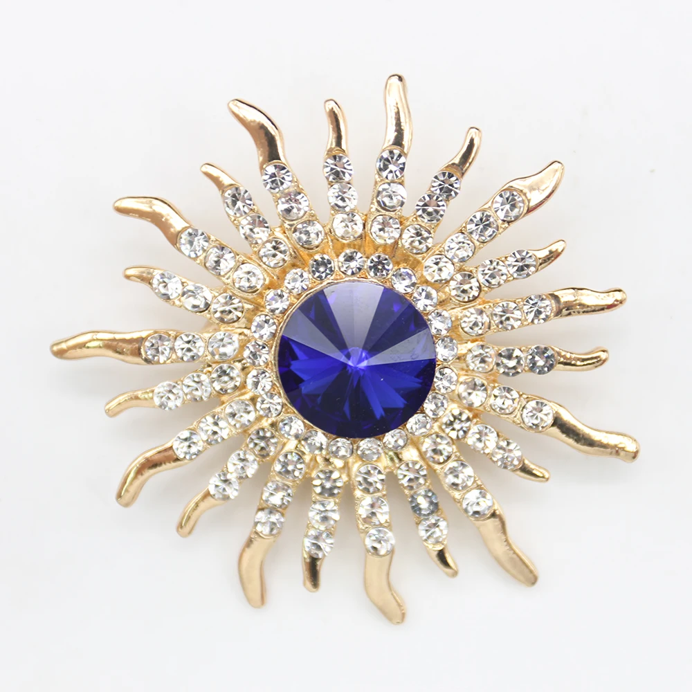 

Wholesale Crystal Sunflower Brooches Pin Gold-Tone Rhinestone Fashion Suit Brooch Accessories Pins