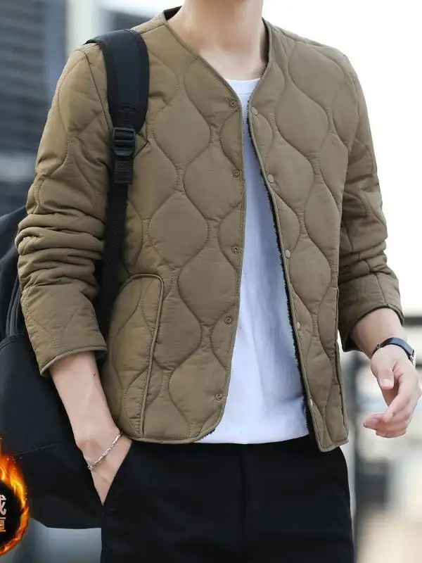 

New Men's Fce Lined Thiened Warmth Cotton Jaet Collarl Lamb Velvet Simulation Inner Wearable Dad Coat Stand Fit