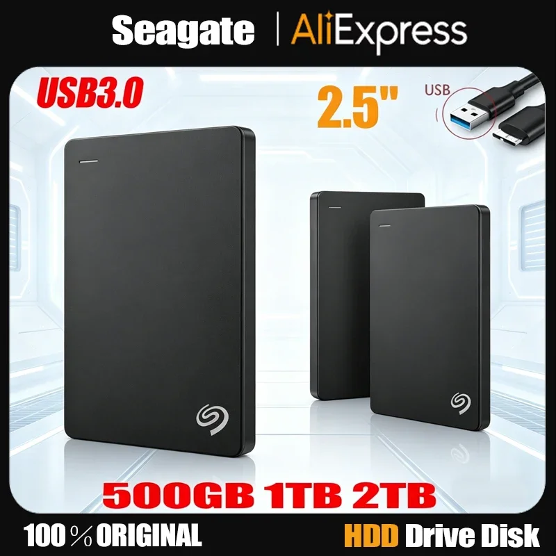 Disco Rígido Externo Seagate 500GB 1TB 2TB para Backup + HDD Portátil Ultra-Fino USB 3.0 de 2.5 polegadas