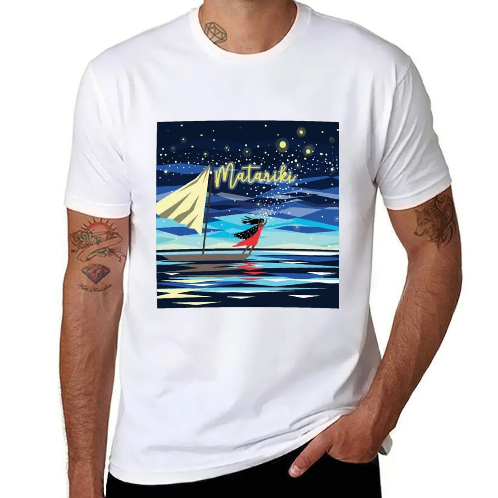 

Sprinkling Stars at Matariki T-Shirt cotton t shirt pack man t shirt summer T-Shirt