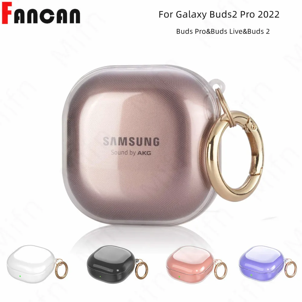 Transparent case For Samsung Galaxy Buds2 Pro 2022 Case TPU Soft Shell Cute with keychain For Buds Pro/ Buds 2/Buds Live cases