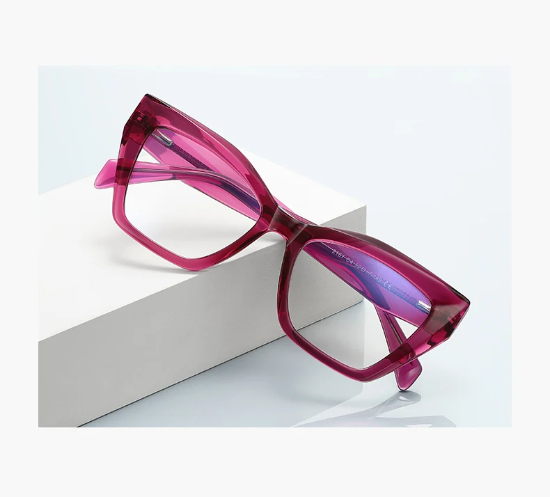 VCKA Cat Eye Myopie Brillengestell Mode Frauen Anti Blaues Licht Rezept Verfärbung Computer Brillen -0,50 BIS -10 – Detail 2