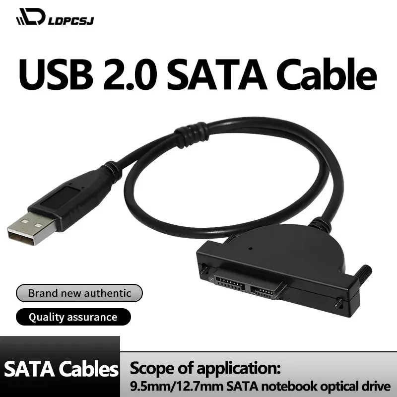 LDPCSJ USB 2.0 to SATA Adapter Cable for Optical Drive CD DVD ROM, Plug and Play Converter for PC Laptop Notebook