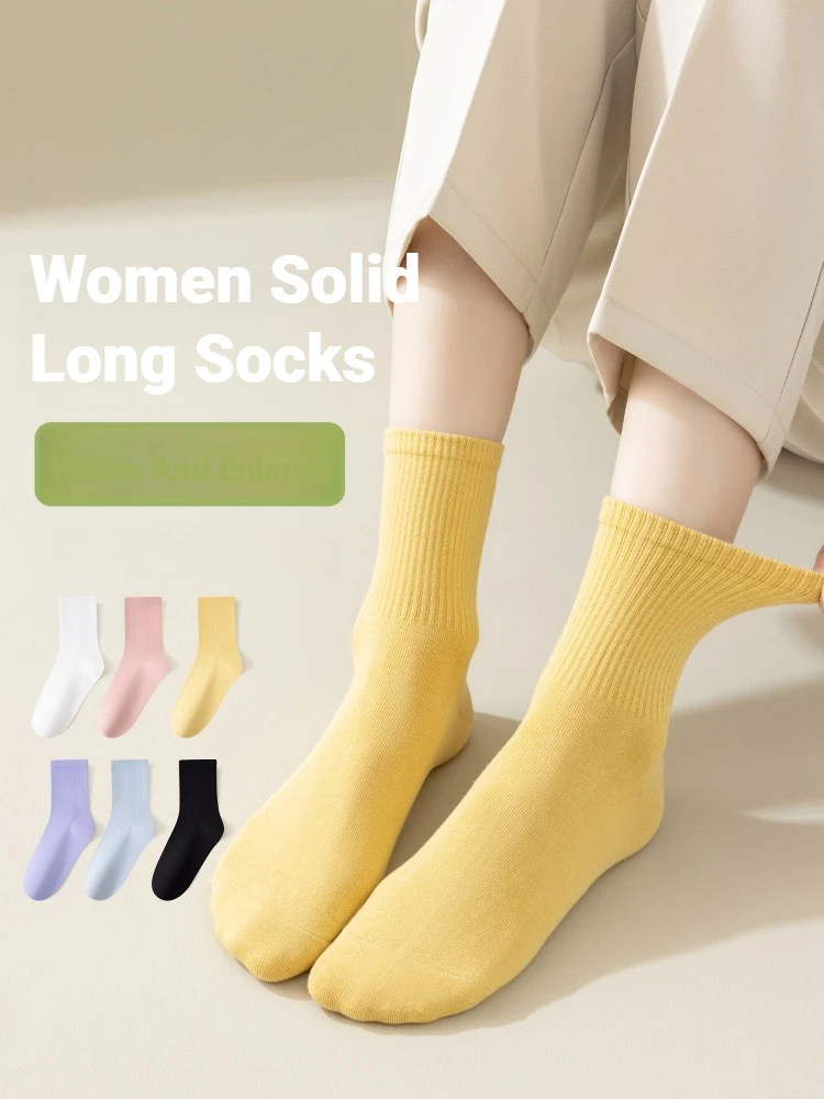 5 Pairs Women Solid Color Socks Simple Versatile Fashion Odor Resistant Breathable Soft Comfortable Casual Sports Daily Wear