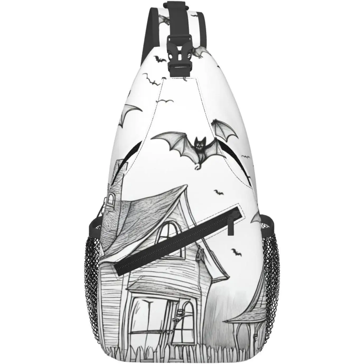 Murciélagos voladores de Halloween 1 bolso cruzado diario con estampado, mochila de hombro, bolso de pecho, mochilas, para viajes al aire libre, informal