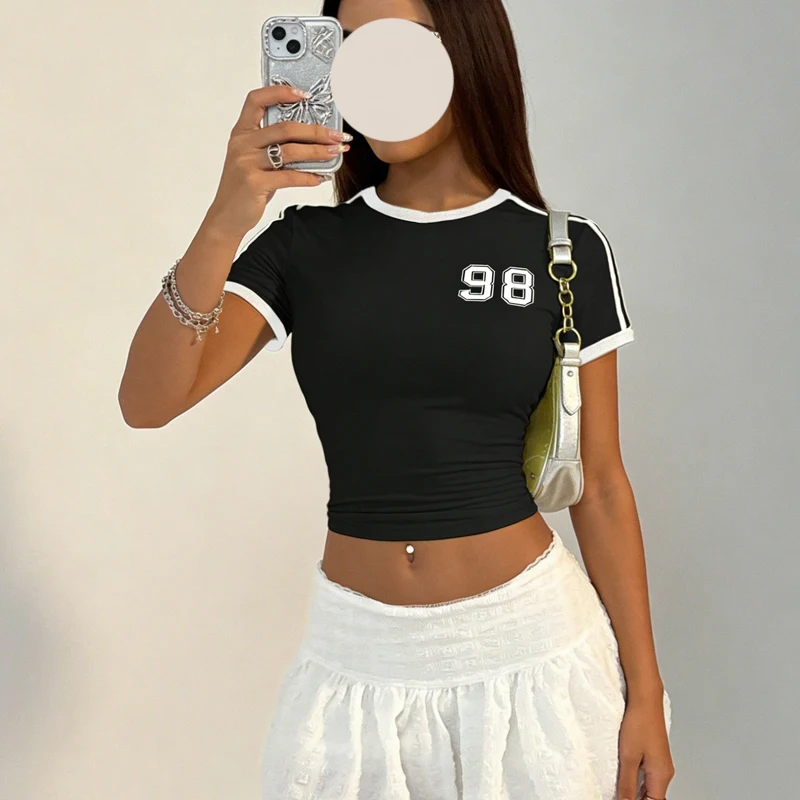

Womens Slim Fit Short Sleeve T Shirts Stretchy Bodycon Casual Daily Basic Tops For Summer Streetwear Women's Clothing