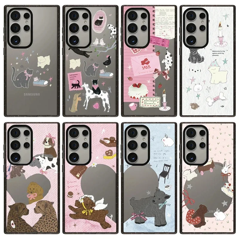 

Cartoon Puppy Lover Acrylic Black Border Case for Samsung Galaxy S25 S24 S23 Ultra S25U S23+ S24 Plus Protective Case