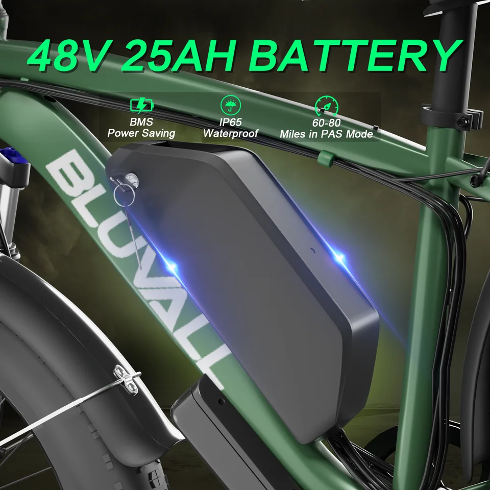 US Stock Electric Bike Ebikes for Adults Dual Motor AWD 5000W Peak 48V 25Ah 1200Wh 35MPH 26"x4.0 Fat Tire Off Road Bicycle 180N.m 330lbs Load Full Suspension Hydraulic Brakes image 10