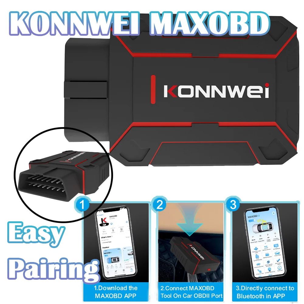 

2025 KONNWEI MAXOBD Car All System Scanner blue-tooth 5.0 with Free MAXOBD APP for Android and IOS Quality Auto Diagnostic Tool