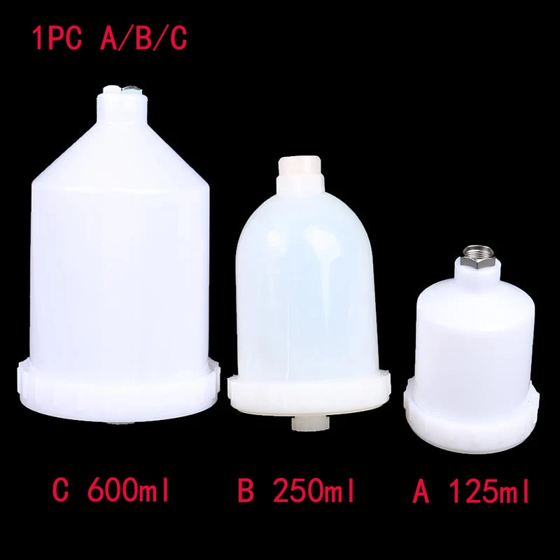 1pc Plastic Spray Paint Pot Sprayer Cup Air Gravity Feed Fastmover Thread Connector For Spray Gun Tool 125/250/600ml