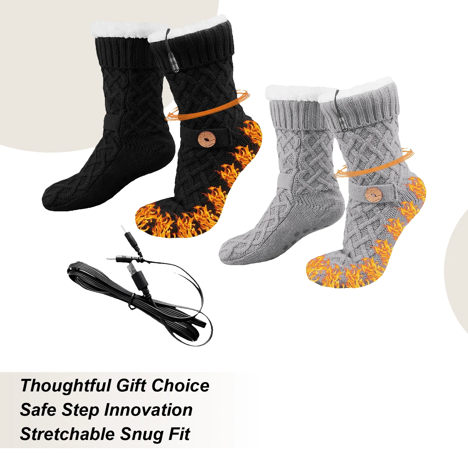 

USB Electric Heated Socks Indoor Non-slip Foot Warmer For Men & Women, Home Use & Outdoor Winter Sports