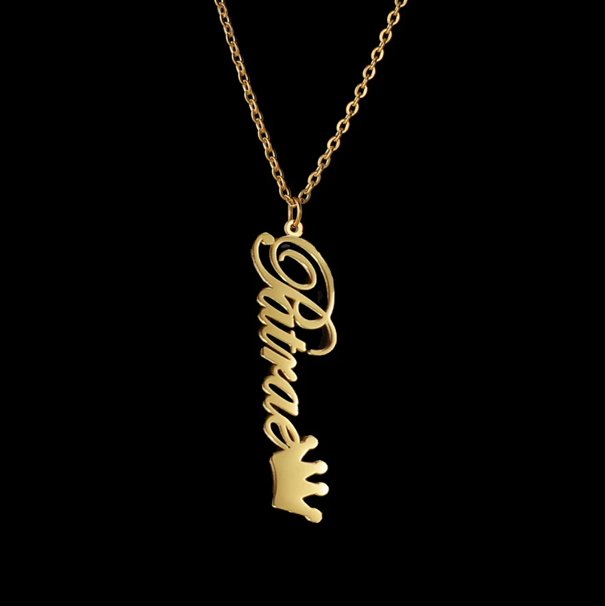 Atoztide Gepersonaliseerde Aangepaste Naam Kettingen Een Gat Naamplaatje Hanger Voor Vrouwen Rvs Link Ketting Sieraden Cadeau