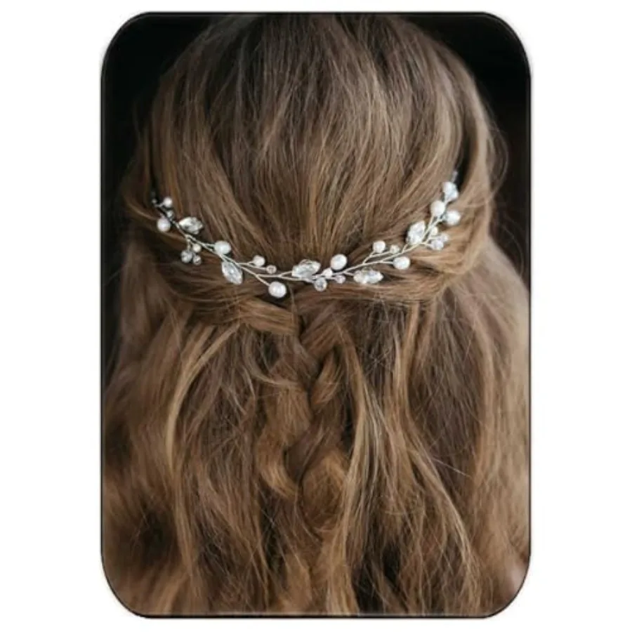 

Pearl Bride Wedding Hair Vine Bridal Hair Accessories Rhinestone Hair Pcs for Women HV92