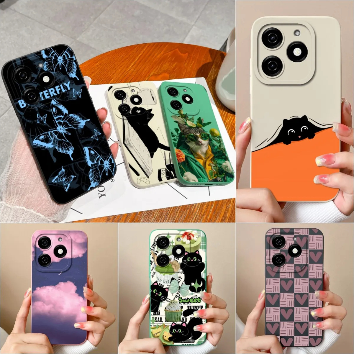 New Case For Itel P55 4G P 55 Back Cover High Quality Matte Liquid Soft Silicone Anti Drop Cute Cat Phone Bags Funda Bumper Capa