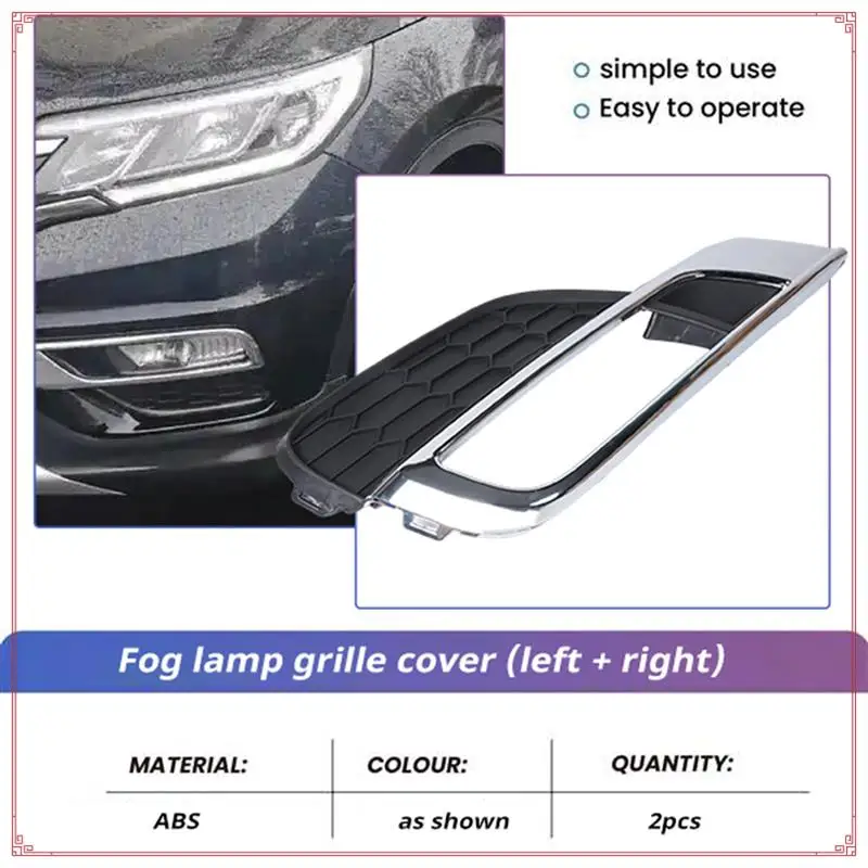 

2Pcs Front Bumper Fog Light Grill Grilles Cover Trim Left+Right For Honda CR-V CRV 2015-2016