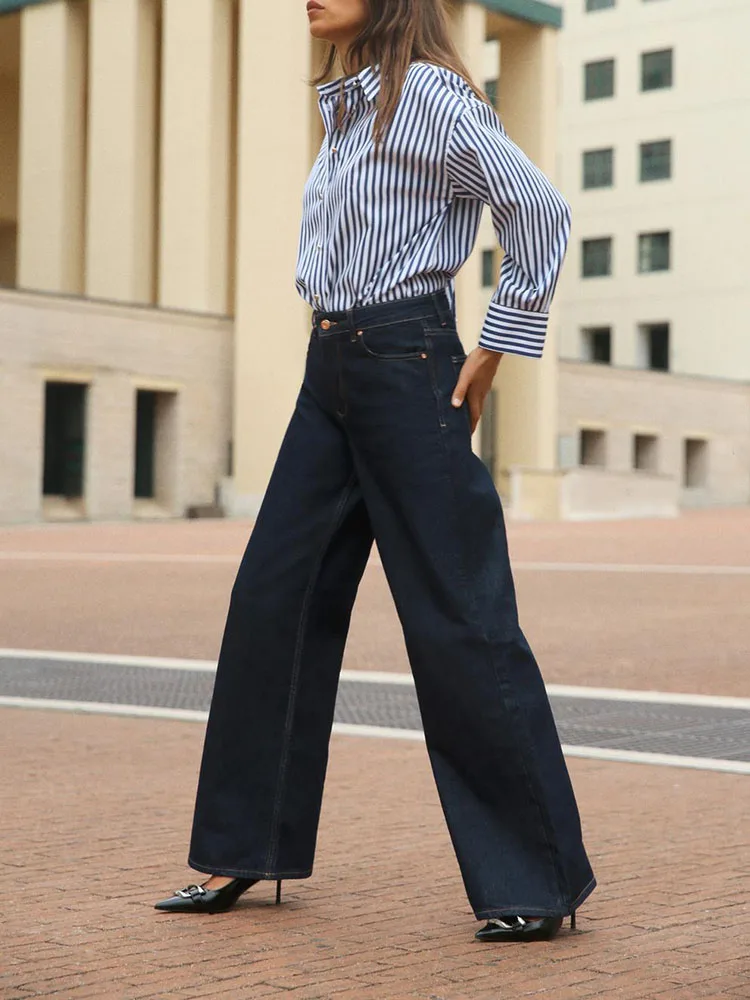 เสื้อผู้หญิงลำลองลายทาง แขนยาว คอปก สไตล์ใหม่สำหรับฤดูใบไม้ร่วง สีเมทัลลิก ทรงตรง ใส่ได้หลากหลาย ป้องกันรังสียูวี เนื้อผ้าบางเบา