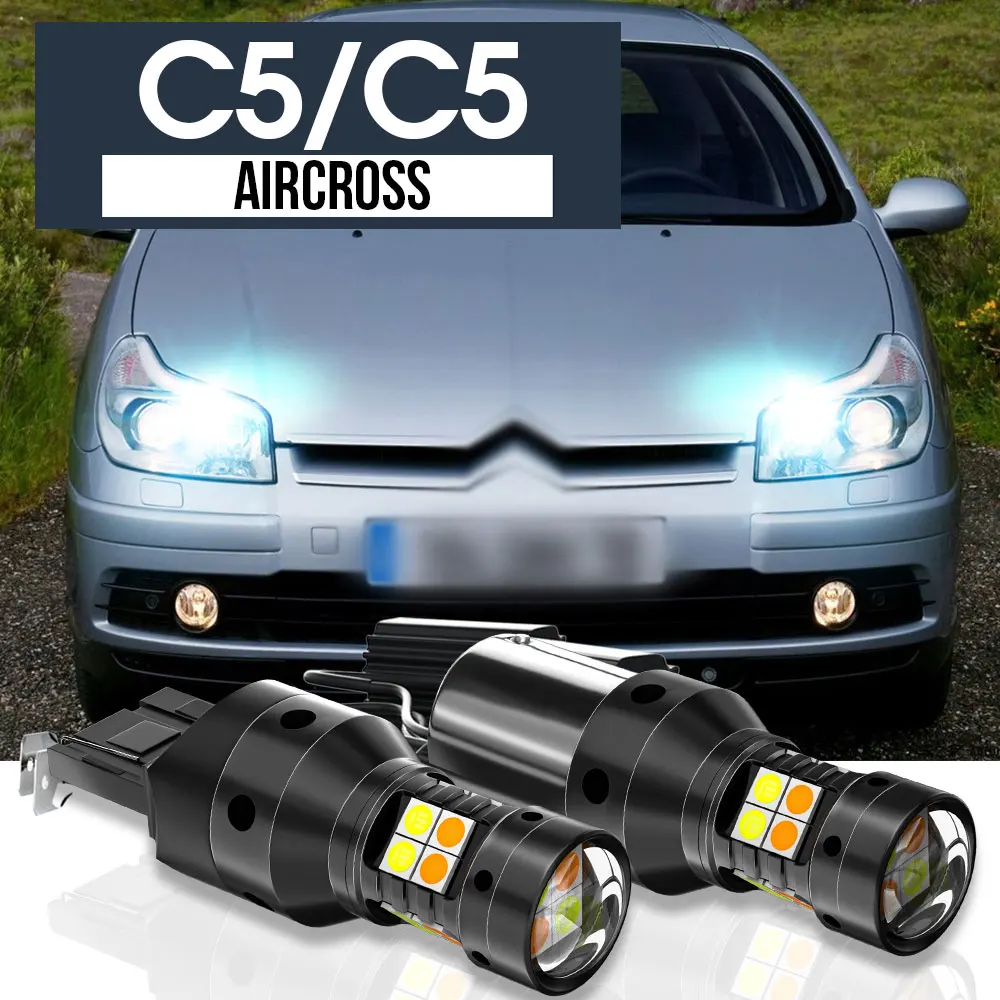 

2x LED Dual Mode Turn Signal+Daytime Running Light Blub DRL Canbus Accessories For Citroen C5 2001-2014 Aircross 2018-2020 2014