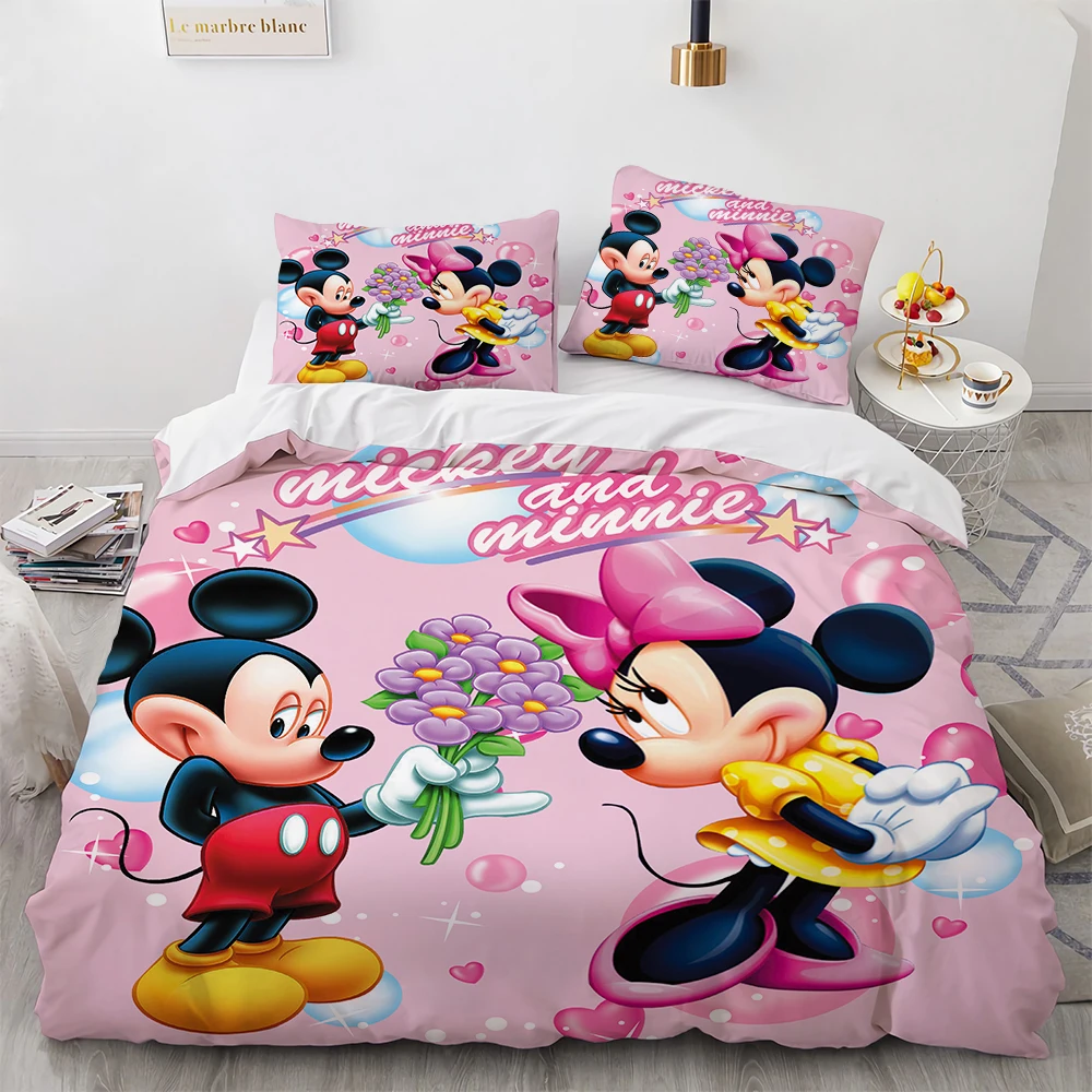 

Disney Animation Mickey Mouse Bedding Sets,Cute Printed Mickey and Minnie Duvet Cover for Children Boys Girls Bedroom Decoration