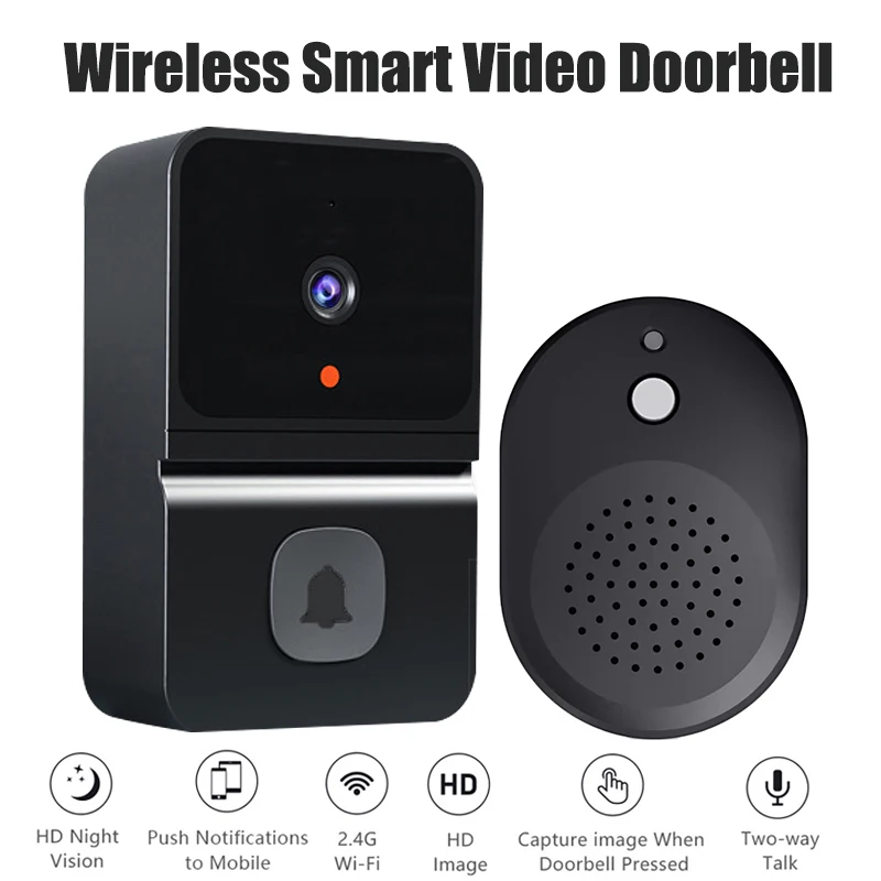 

Беспроводной дверной звонок, Wi-Fi, уличная HD-камера, дверной звонок, двусторонний аудио, видеодомофон ночного видения для домашнего монитора, дверной звонок