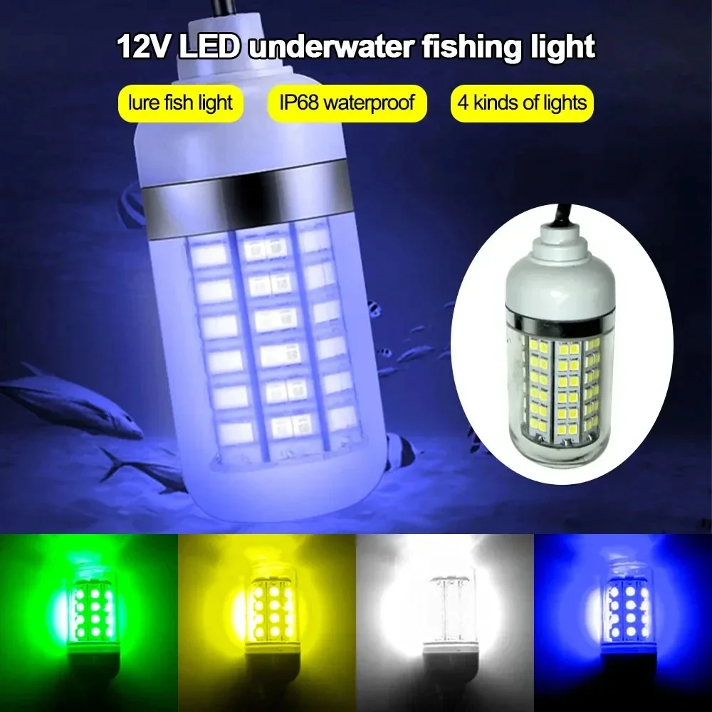 12V LED Fishing Light 108 leds 2835 SMD Waterproof Lures Fish Finder Lamp Attracting Bait Submersible Underwater Fishing Light