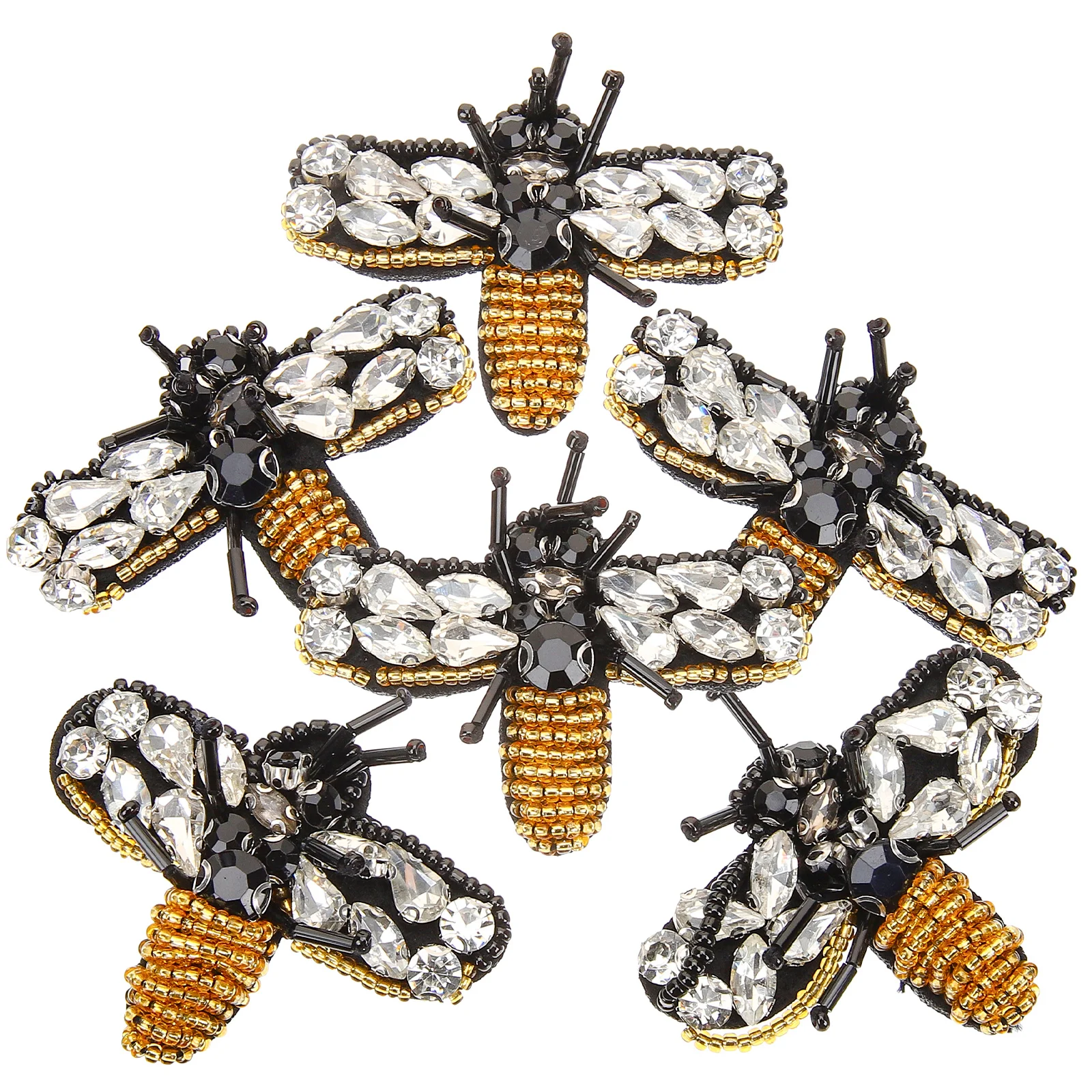 6 Pcs DIY Dress Patches Bee Shoes Decorative Clothing Repair Decoration Rhinestones