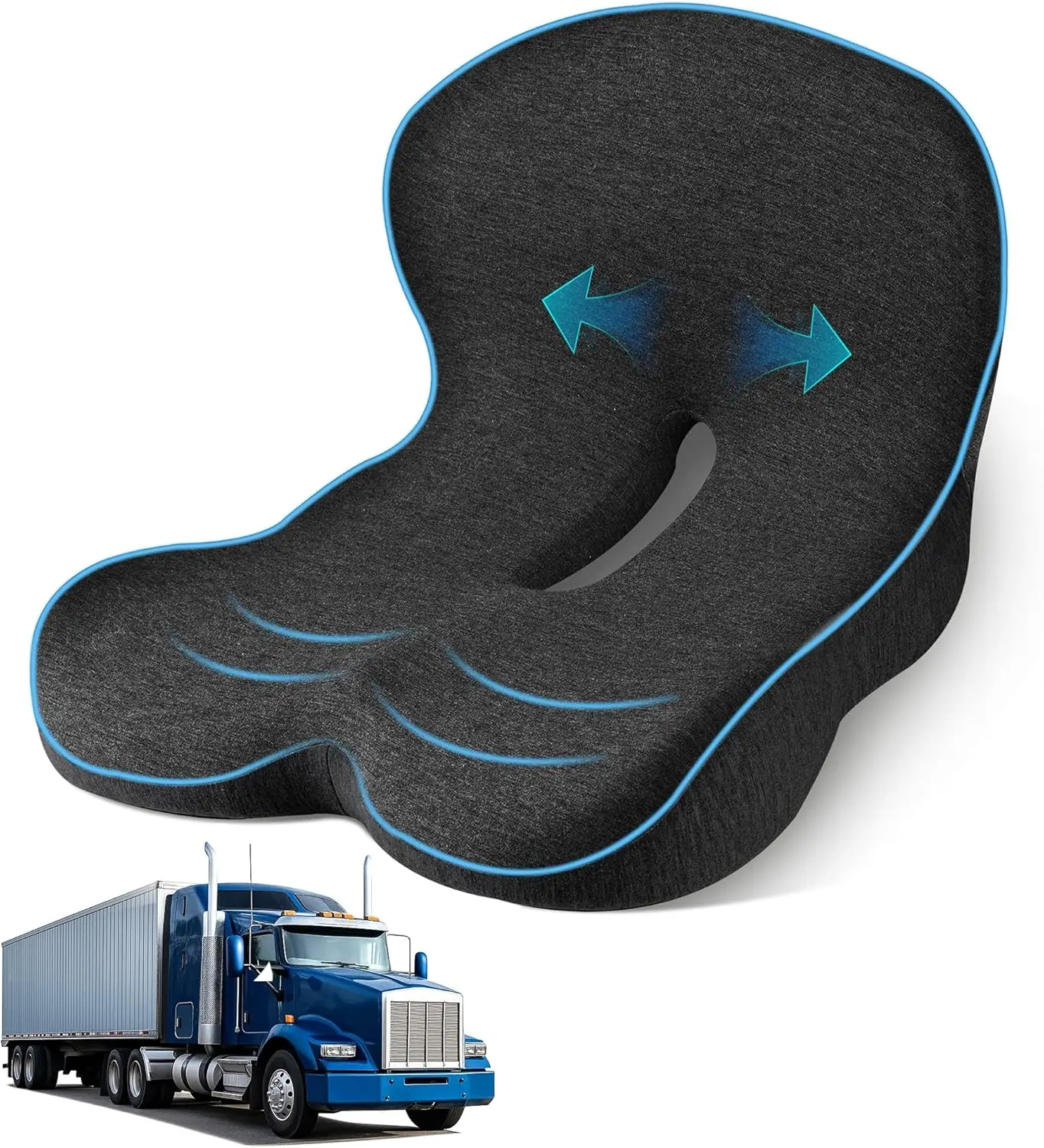 

Memory Foam L-Shaped Ergonomic Cushion for Truck Drivers and Office Chairs, Comfort & Support for Long Sitting
