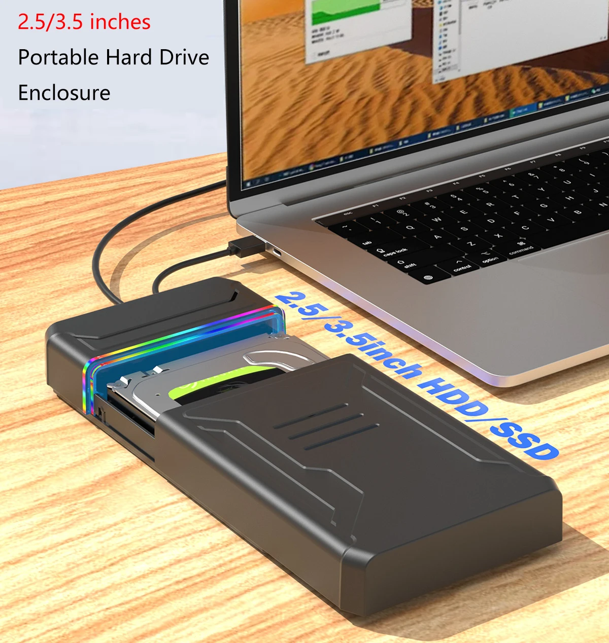 2.5/3.5 inch Hard Disk Enclosure SATA To Type C Hard Drive Case Adapter Up To 6Gbps External HDD Box for PC Laptop 12V 3A Power