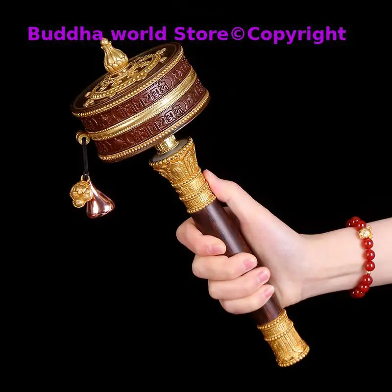 large Wholesale Buddhism Item Buddhist disciple monk believer temple scriptures mantra Warp blessing Prayer wheel ZHUAN JING LUN