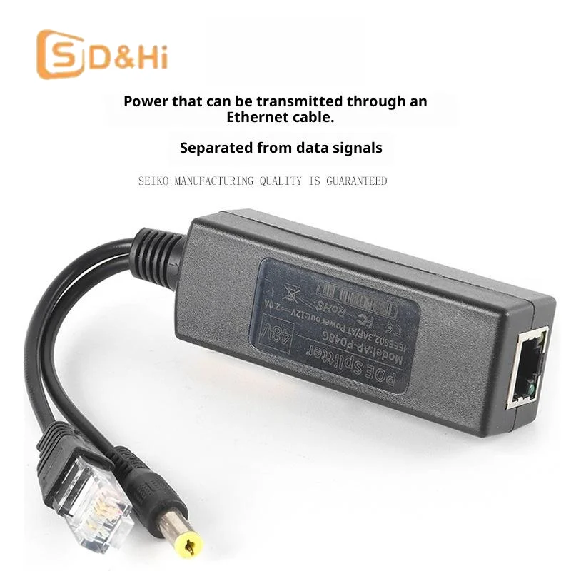 1 szt. IEEE 802.3af Rozdzielacz Zasilania Po Ethernetie Adapter POE Rozdzielacz 5V/48V System Bezpieczeństwa Plug And Play