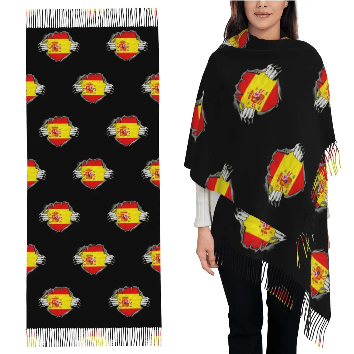 

Национальный флаг. Испания. Шарф с кисточками, женские мягкие теплые шали и накидки, длинная осенне-зимняя шаль