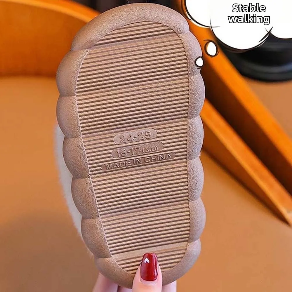 Waterproof Upper Winter Slippers Thick Fleece Lightweight Sole Toddler Cotton Shoes Cute Design Soft Cute Antler Slides