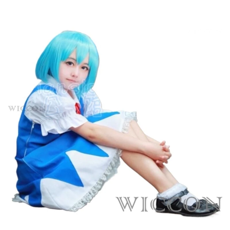 زي أنيمي تأثيري مع أغطية الرأس ، مشروع توهو ، Cirno ، Embelet of Scarlet ، الشيطان Cirno