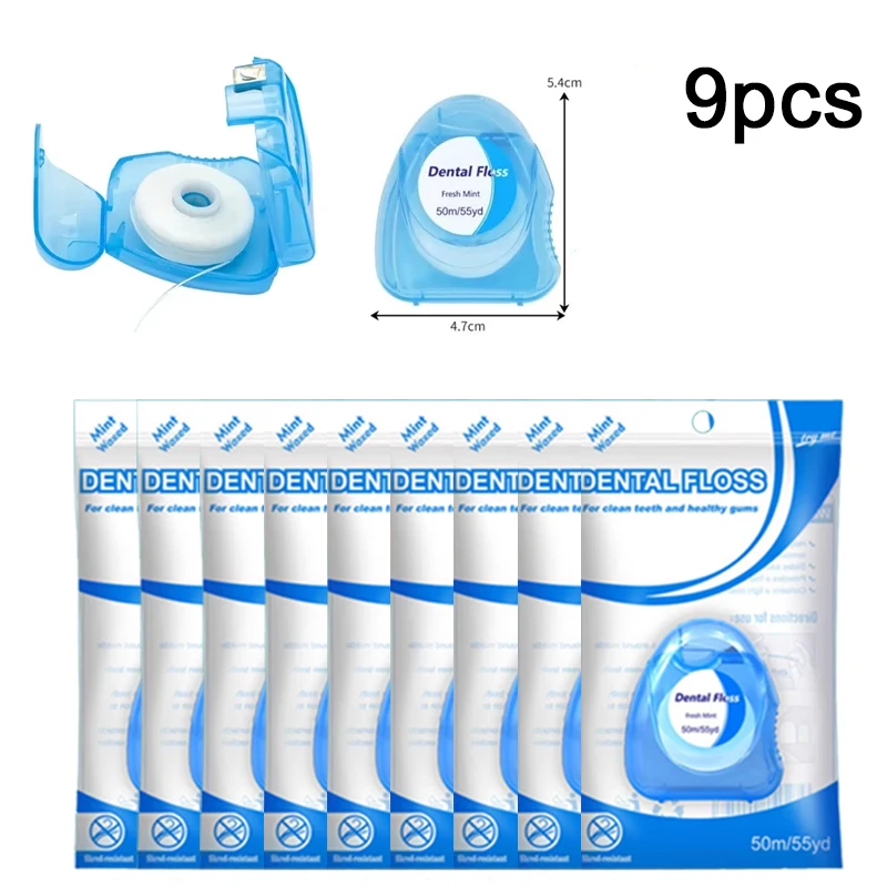 

9pcs Mint Dental Floss Ultraclean Plaque Remover Shred Resistant for Teeth & Gum Care Tight Spaces Cleaning Waxed & Strong