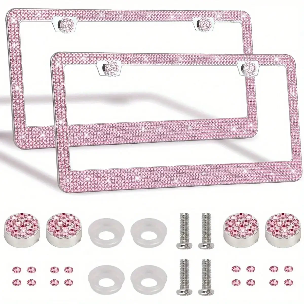 2PCS 31*16cm Bling Crystal License Plate Frame Women Rhinestone Car License Plate Frame Cover Holder Car Accessories New