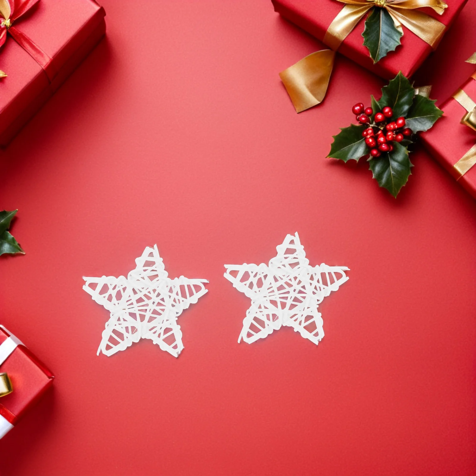 

30Pcs Natural Wicker Rattan Stars 6Cm Five-Pointed Hanging Decorative Stars Patriotic Holiday and Memorial Day Decor