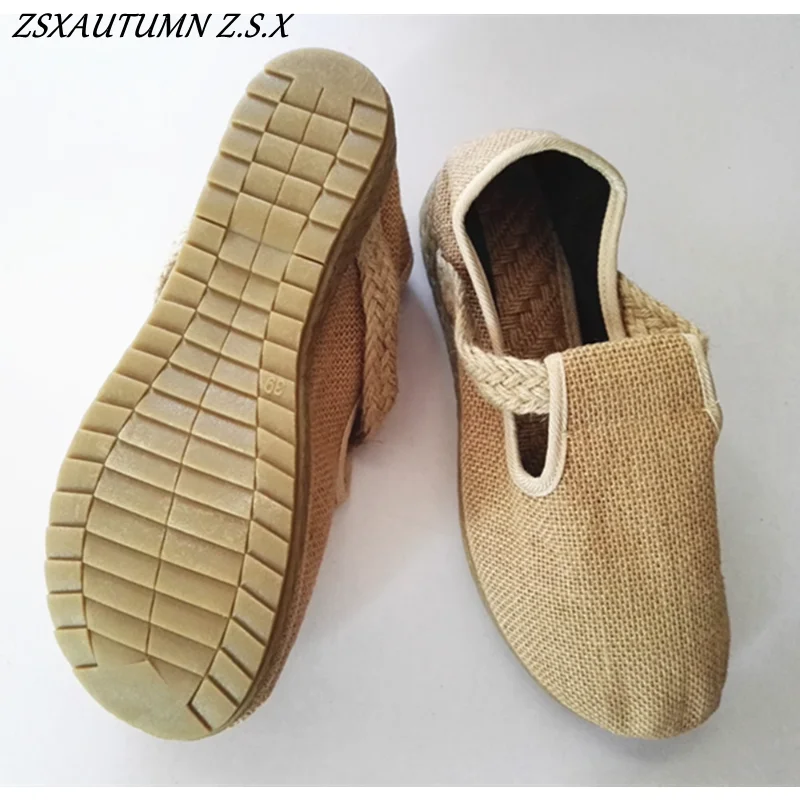 Grass Woven Cloth Shoes Men\'s Women\'s 2023 Spring Summer New Flat Women\'s Shoes Chinese Style Vintage Couple Shoes Slip-ons