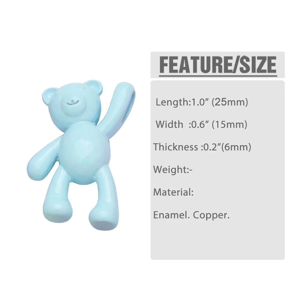 Clearance Trendy Multicolor Enamel Cute Bear Pendant for Necklaces Copper Gold Plated Jewelry Making Supplies Handmade pdtb620