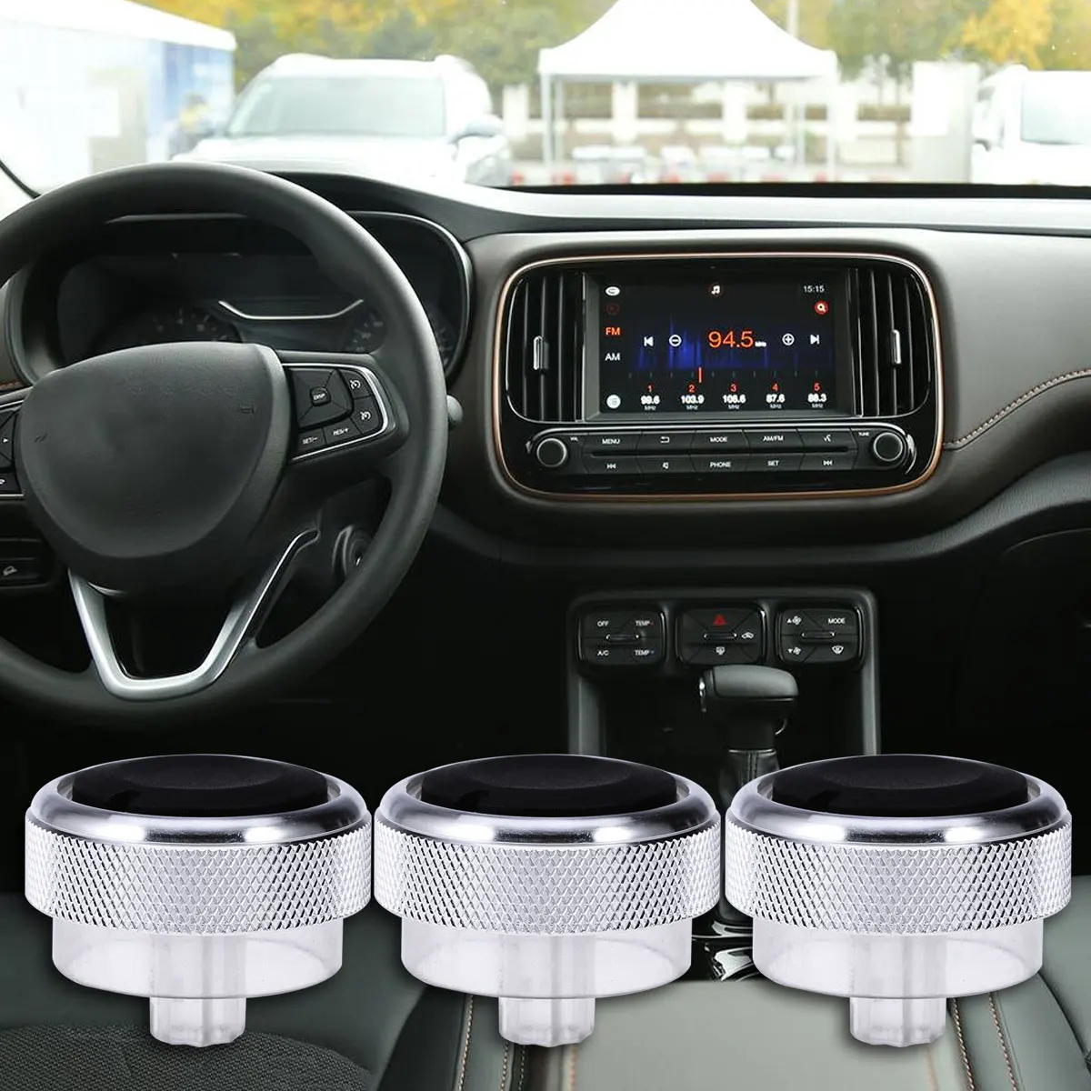 

3pcs Air Conditioning Control Knob Red For Focus 2 3 2005-2014 Mondeo Alloy Ac Button Switch Replacement Car Interior Parts