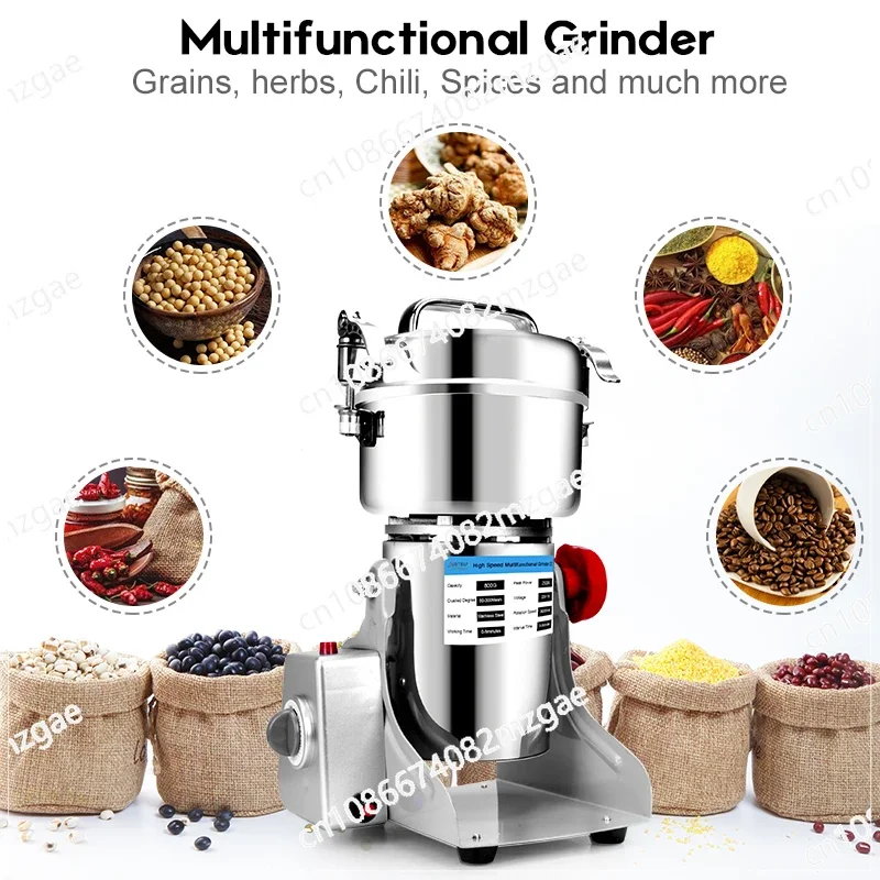 Parts Free Big Capacity 800G 3000W Herb Grinder Coffee Machine Grain Spices Mill Medicine Wheat Mixer Dry Food Grinder