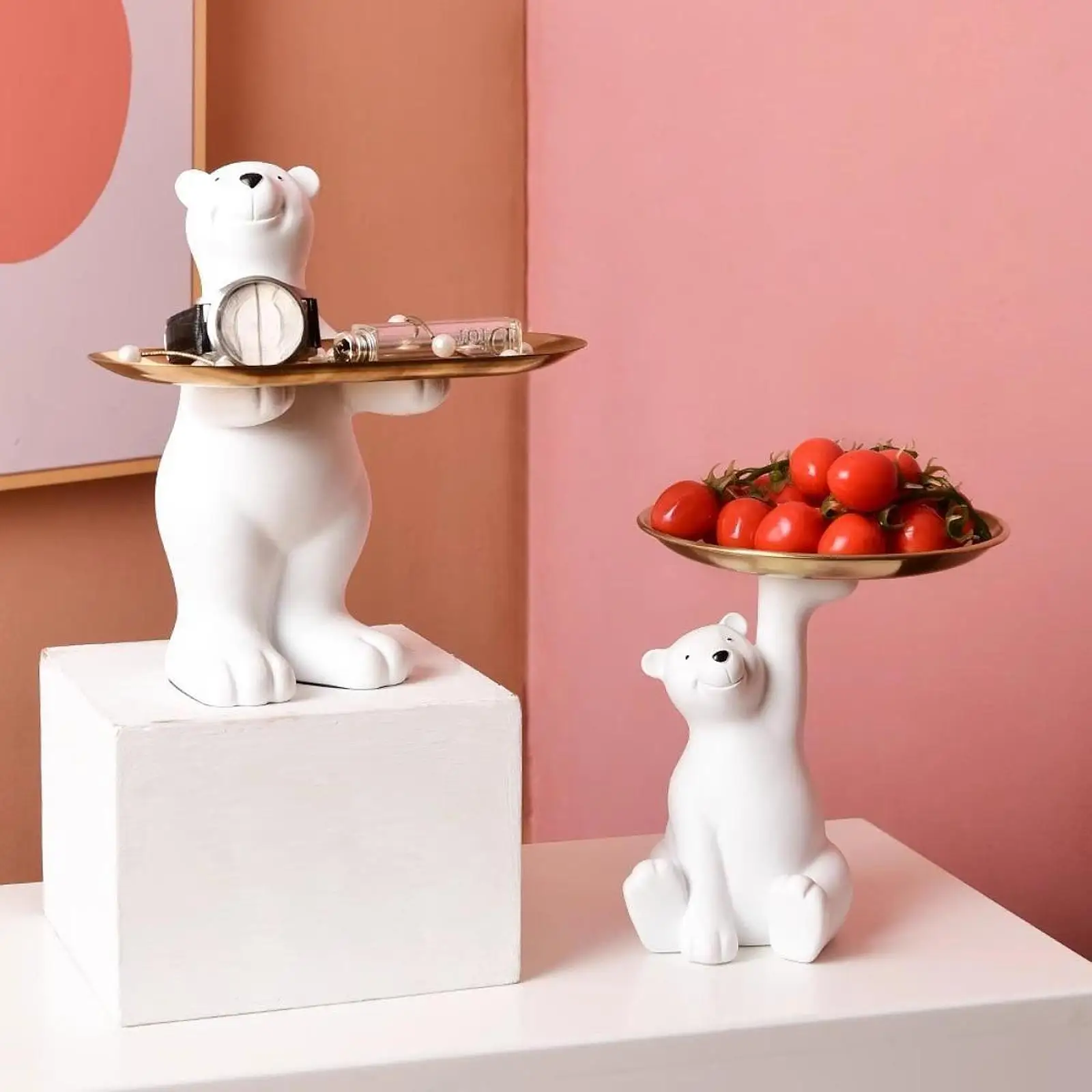 

Настольный поднос для хранения фигурки медведя, многоцелевой поднос для ювелирных изделий, серег, колец, поднос для обеденного стола, полка для спальни, входная книжная полка