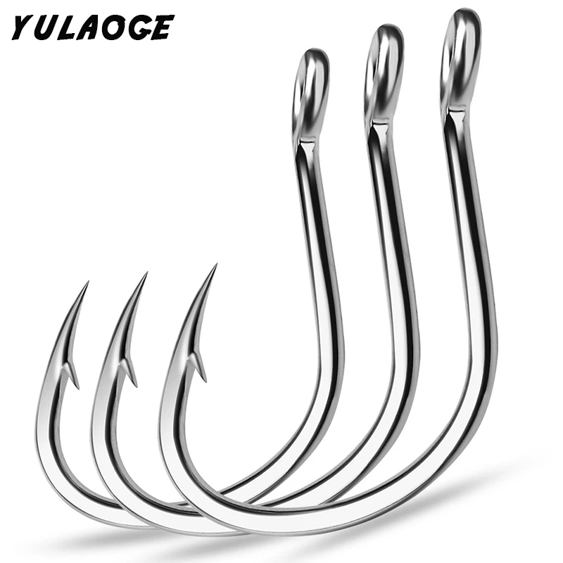 

10PCS Sea fishing hook with hole slow rocking hook barbed high carbon steel single hook suitable for sea fishing curved hook