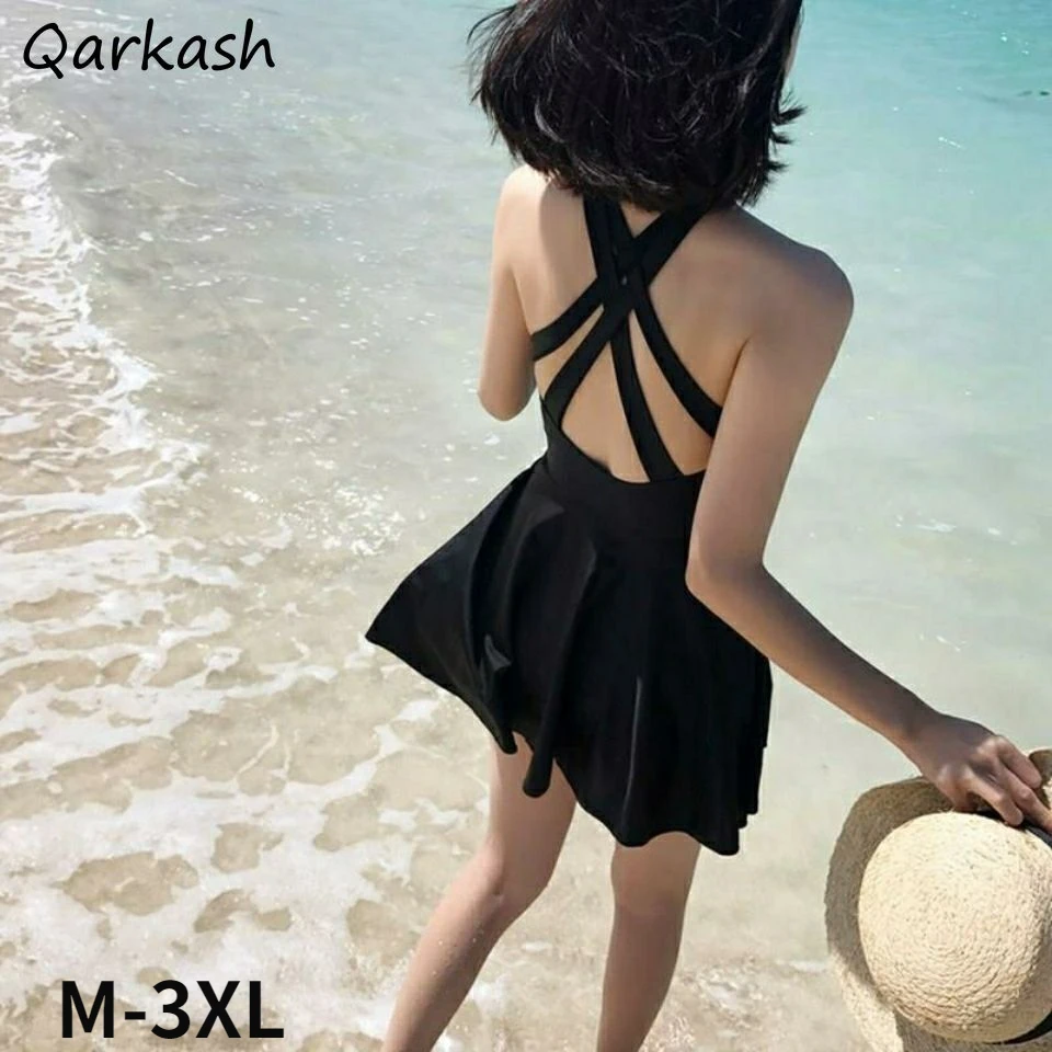 

Cover-ups Pure Color Backless Design Colleges Summer Beach Wear Swimwear Ladies Sexy M-3XL Popular Fashion Basic Push Up New Ins