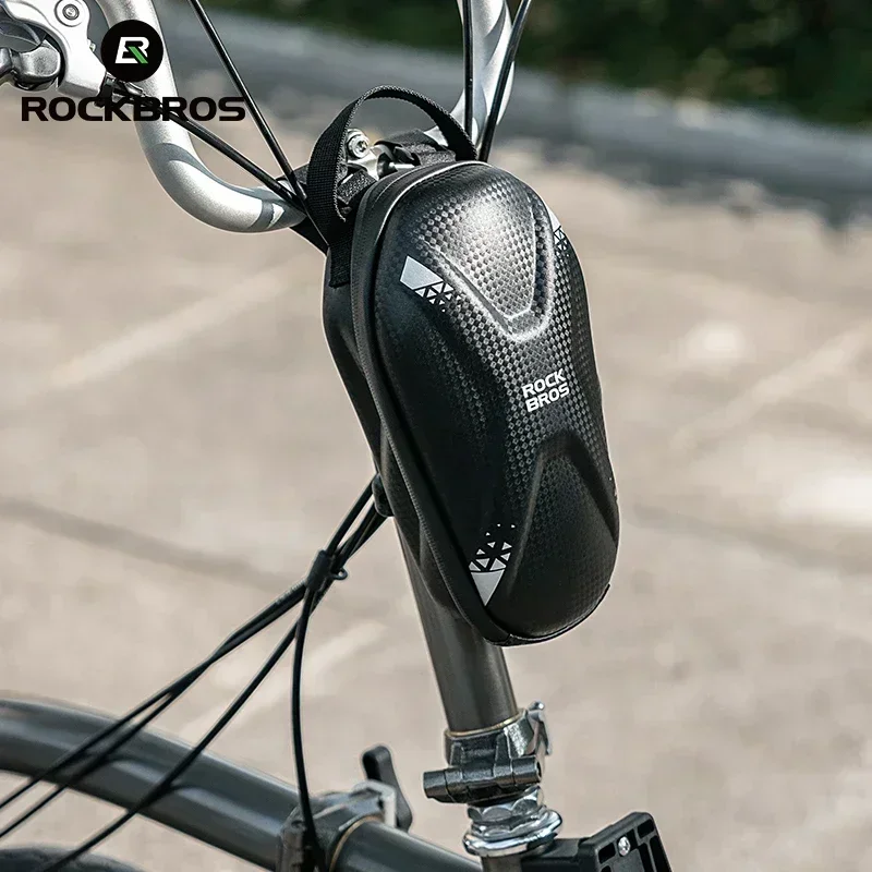 

ROCKBROS Stylish Bike Handlebar Bag Hard Shell Waterproof Glue Zippers Bicycle Front Bag Mtb Fold Bike Bag With Charging Port
