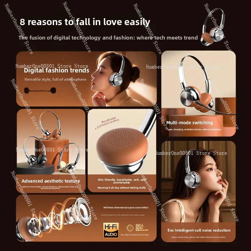 CR-20 Retro Vintage Metal Bluetooth Headphones 5.4 Wireless Over Ear Earphones Long Battery Life