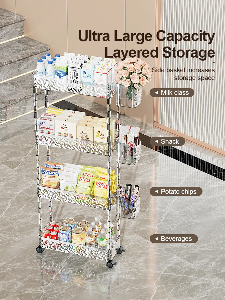 mr basket Toilet Storage Rack Glacier Patterned Floor To Ceiling Bathroom Trolley Multi Story Storage Rack In The Restroom