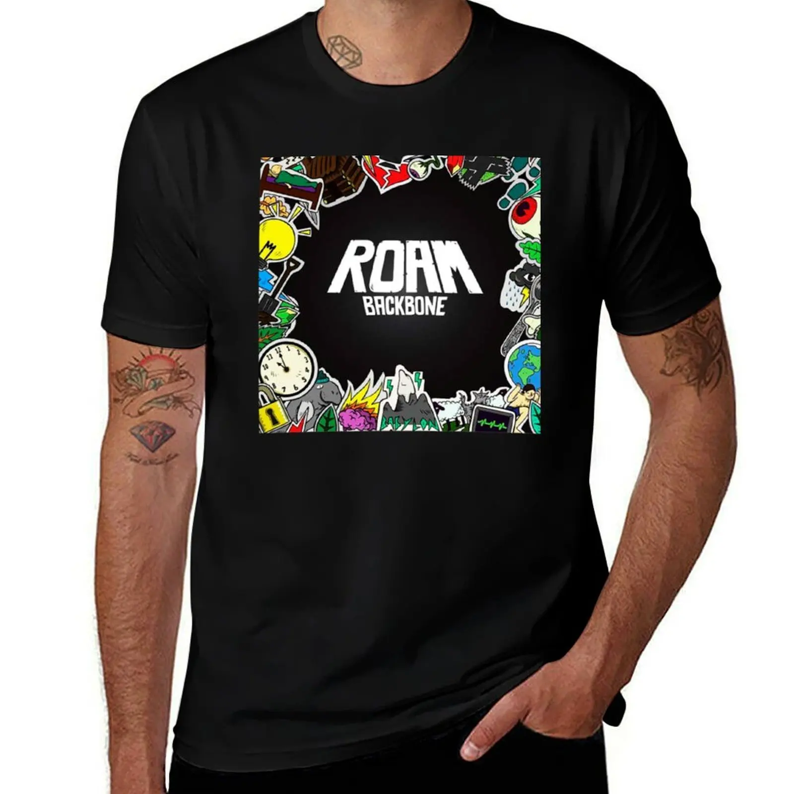T-shirt Roam Backbone Band, t-shirt décontracté à imprimé original