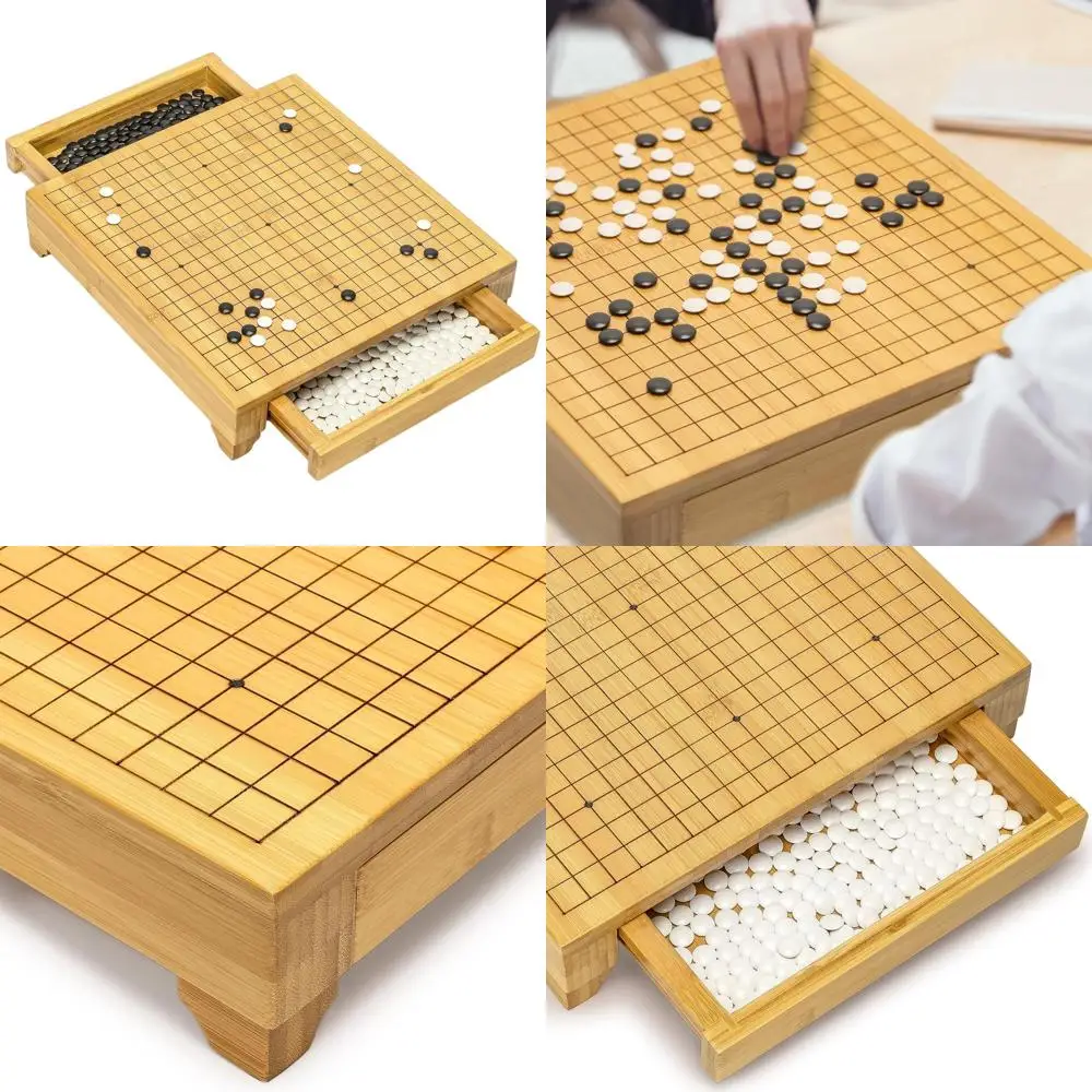 

Полноразмерная бамбуковая доска Go 12,6 с ящиками для хранения и двойными выпуклыми камнями от Yellow Mountain Imports